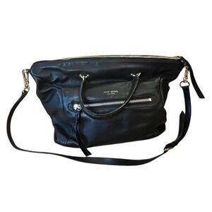 Henri Bendel New York Black Leather Tote Shoulder Bag Purse Satchel
